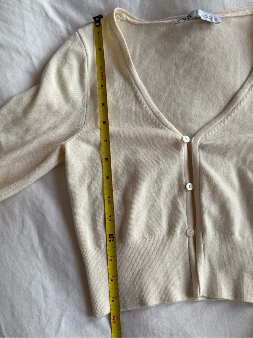 Zara Light Beige V-Neck Button Cardigan - Picture 4 of 6